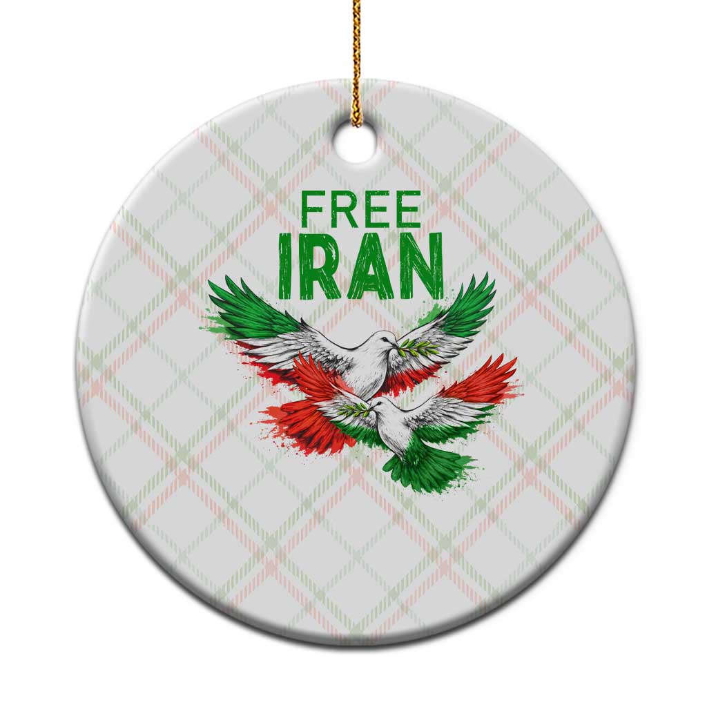 Iranian Flag Peace Doves Ceramic Ornament Free Iran Freedom Statement Gift