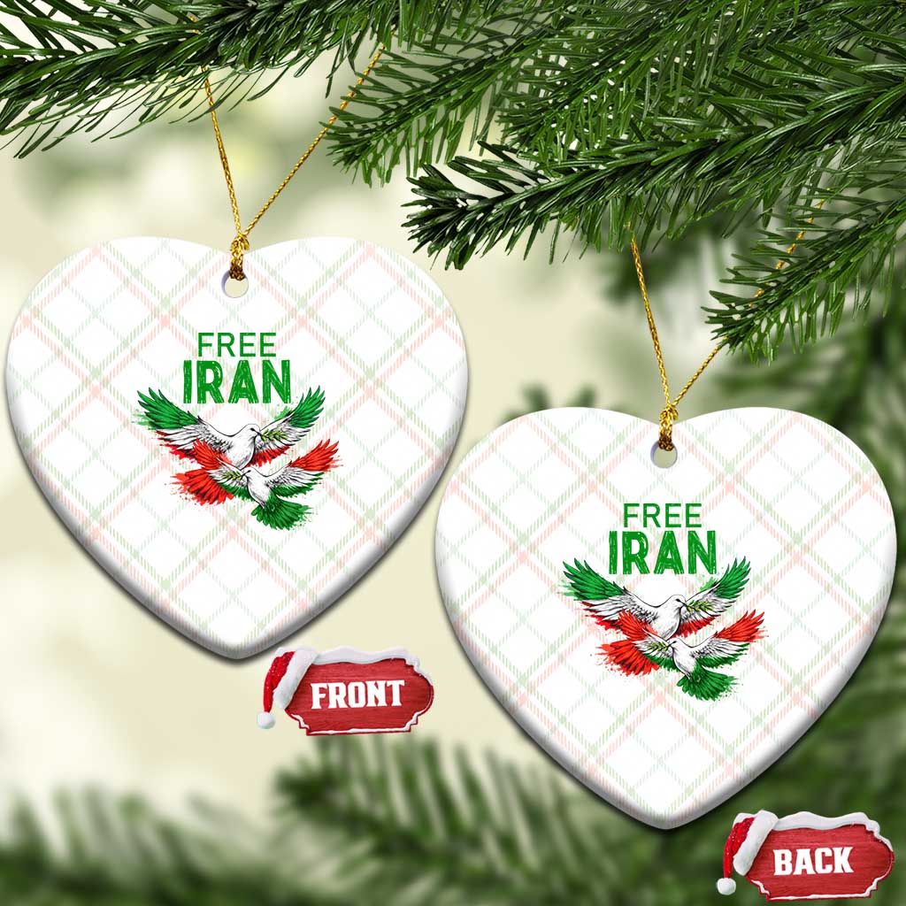 Iranian Flag Peace Doves Ceramic Ornament Free Iran Freedom Statement Gift