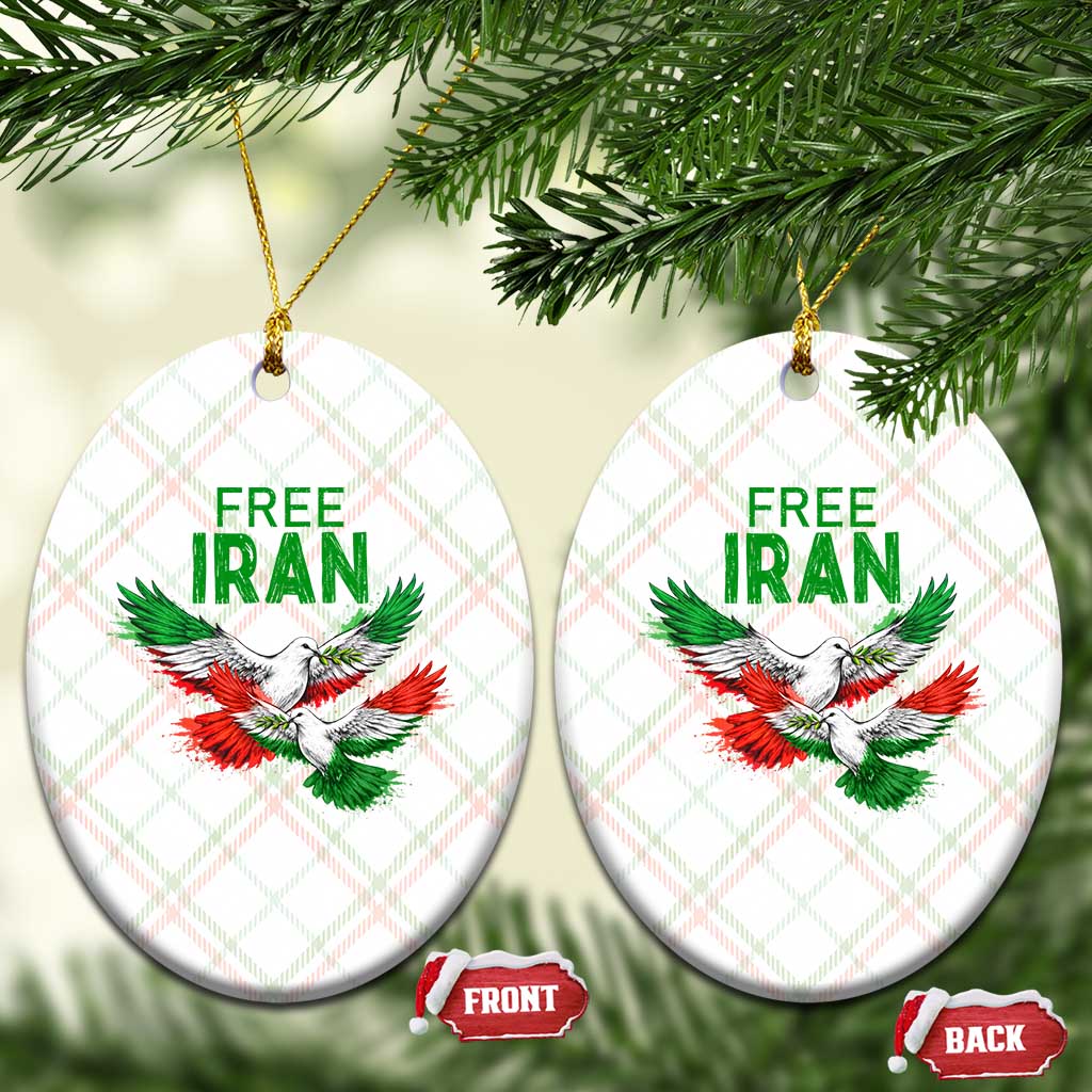 Iranian Flag Peace Doves Ceramic Ornament Free Iran Freedom Statement Gift