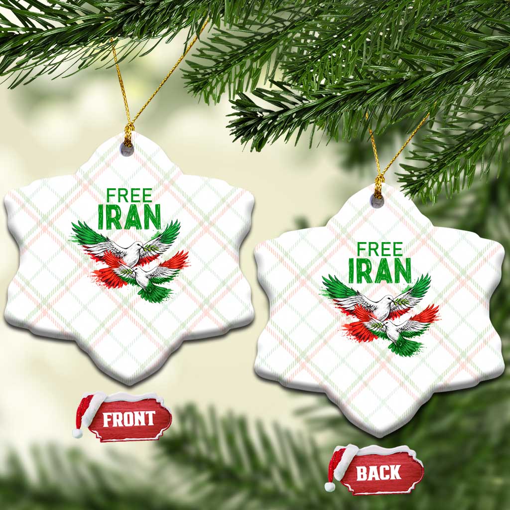 Iranian Flag Peace Doves Ceramic Ornament Free Iran Freedom Statement Gift