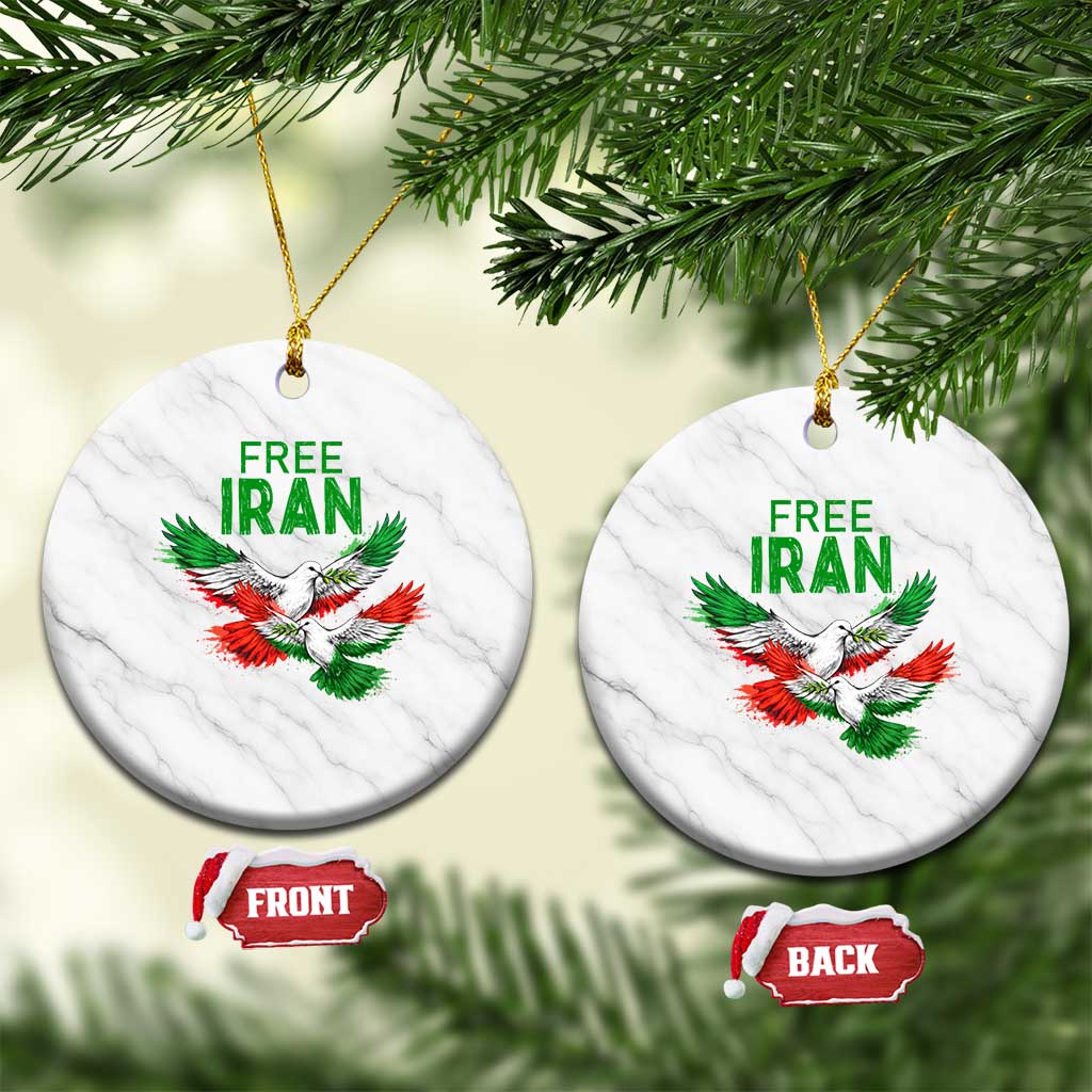 Iranian Flag Peace Doves Ceramic Ornament Free Iran Freedom Statement Gift