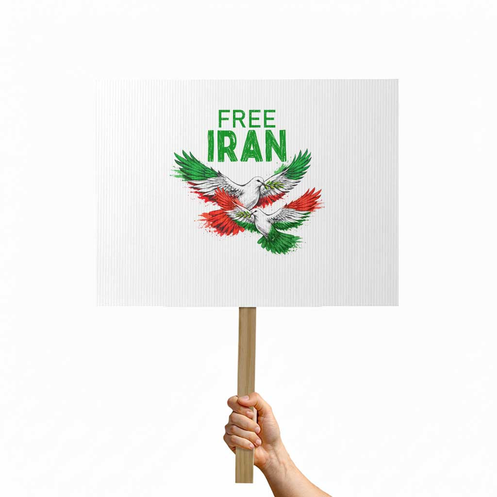 Iranian Flag Peace Doves Protest Sign Free Iran Freedom Statement Gift