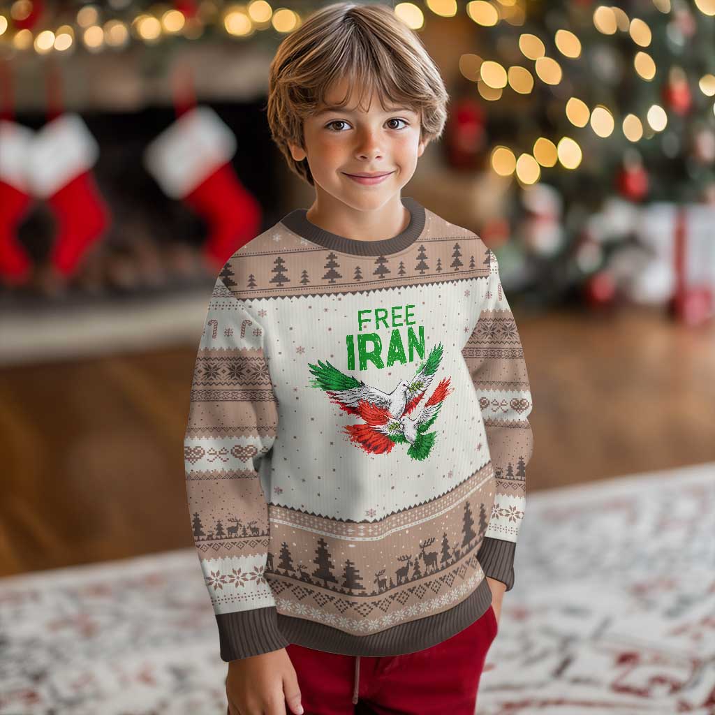 Iranian Flag Peace Doves Ugly Christmas Sweater Free Iran Freedom Statement Gift
