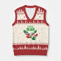 Iranian Flag Peace Doves V-Neck Knit Sweater Vest Free Iran Freedom Statement Gift