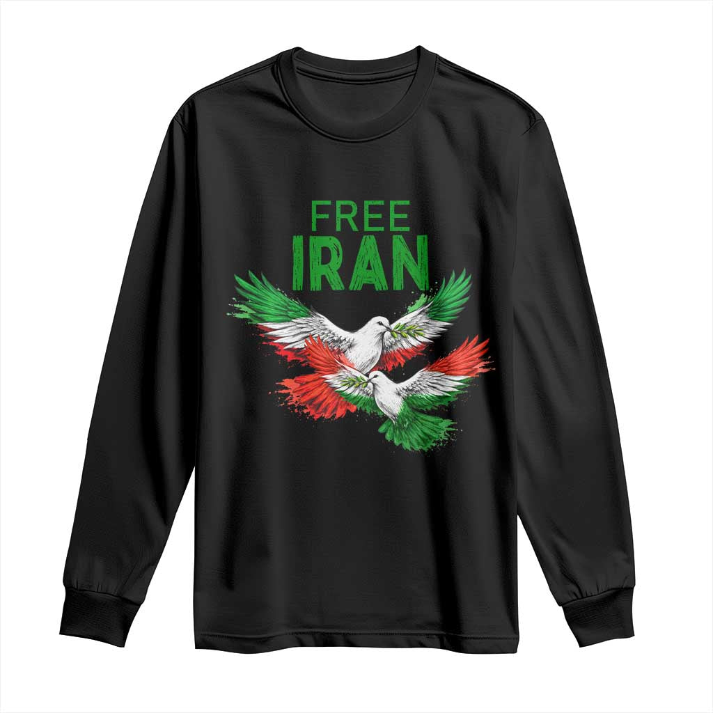 Iranian Flag Peace Doves Long Sleeve Shirt Free Iran Freedom Statement Gift