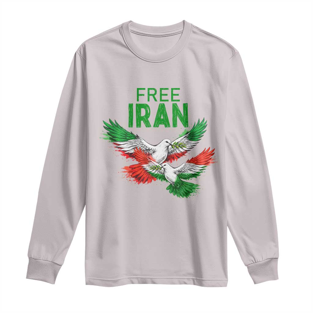 Iranian Flag Peace Doves Long Sleeve Shirt Free Iran Freedom Statement Gift