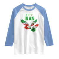 Iranian Flag Peace Doves Raglan Shirt Free Iran Freedom Statement Gift