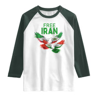 Iranian Flag Peace Doves Raglan Shirt Free Iran Freedom Statement Gift