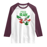 Iranian Flag Peace Doves Raglan Shirt Free Iran Freedom Statement Gift