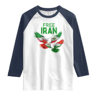 Iranian Flag Peace Doves Raglan Shirt Free Iran Freedom Statement Gift