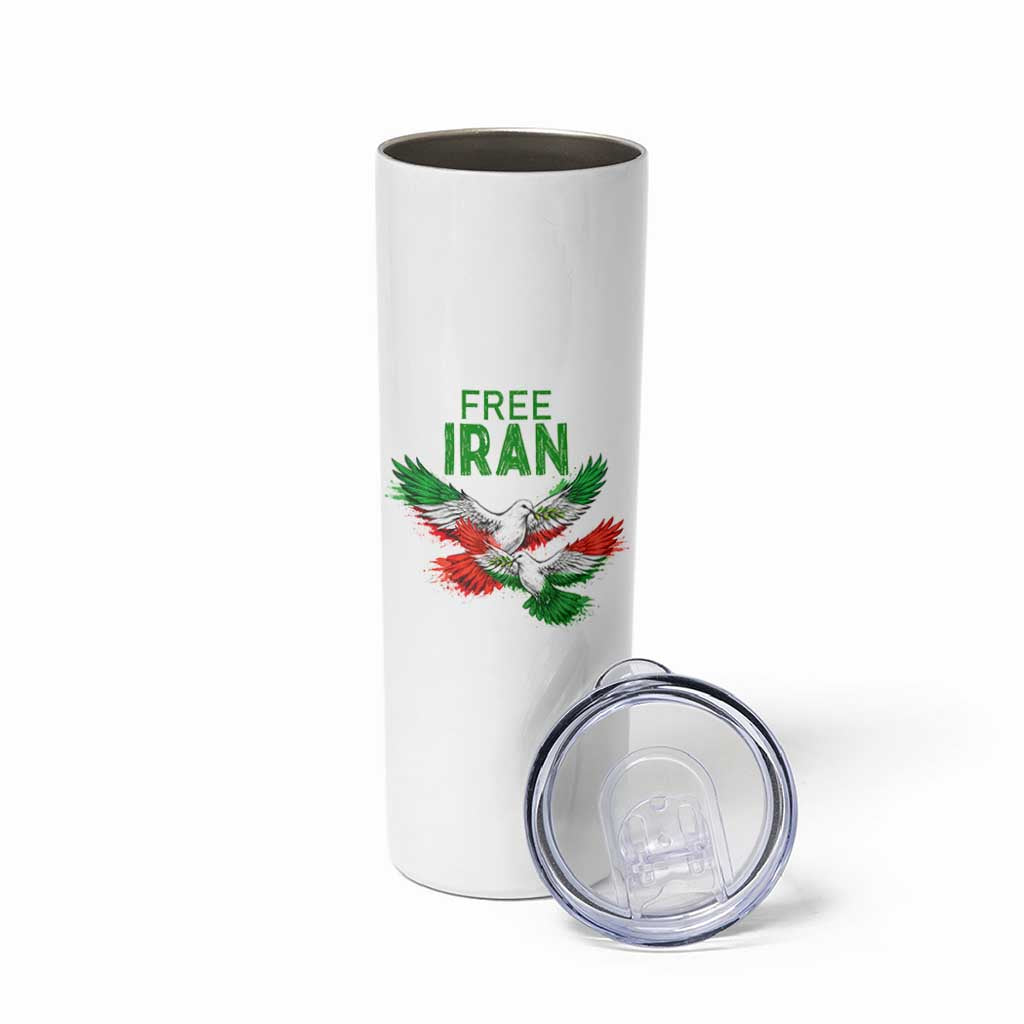 Iranian Flag Peace Doves Skinny Tumbler Free Iran Freedom Statement Gift