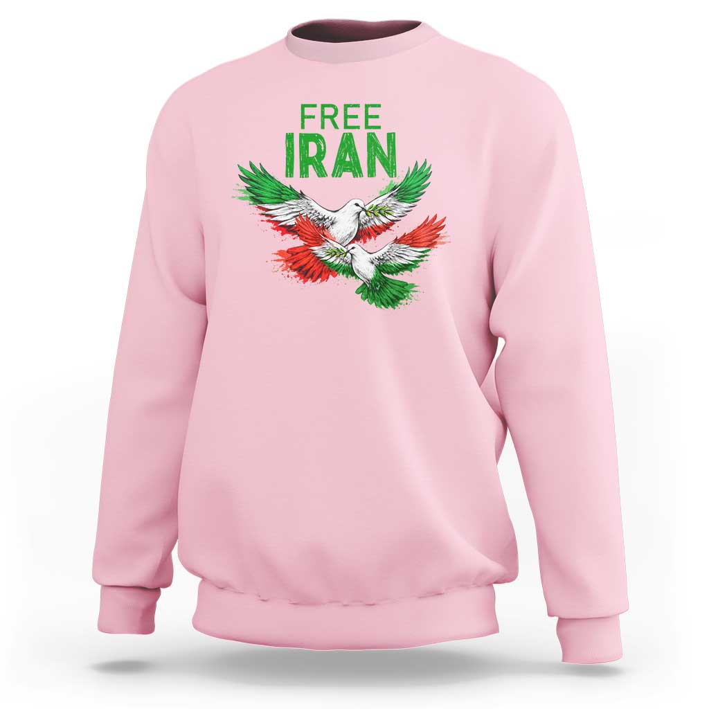Iranian Flag Peace Doves Sweatshirt Free Iran Freedom Statement Gift