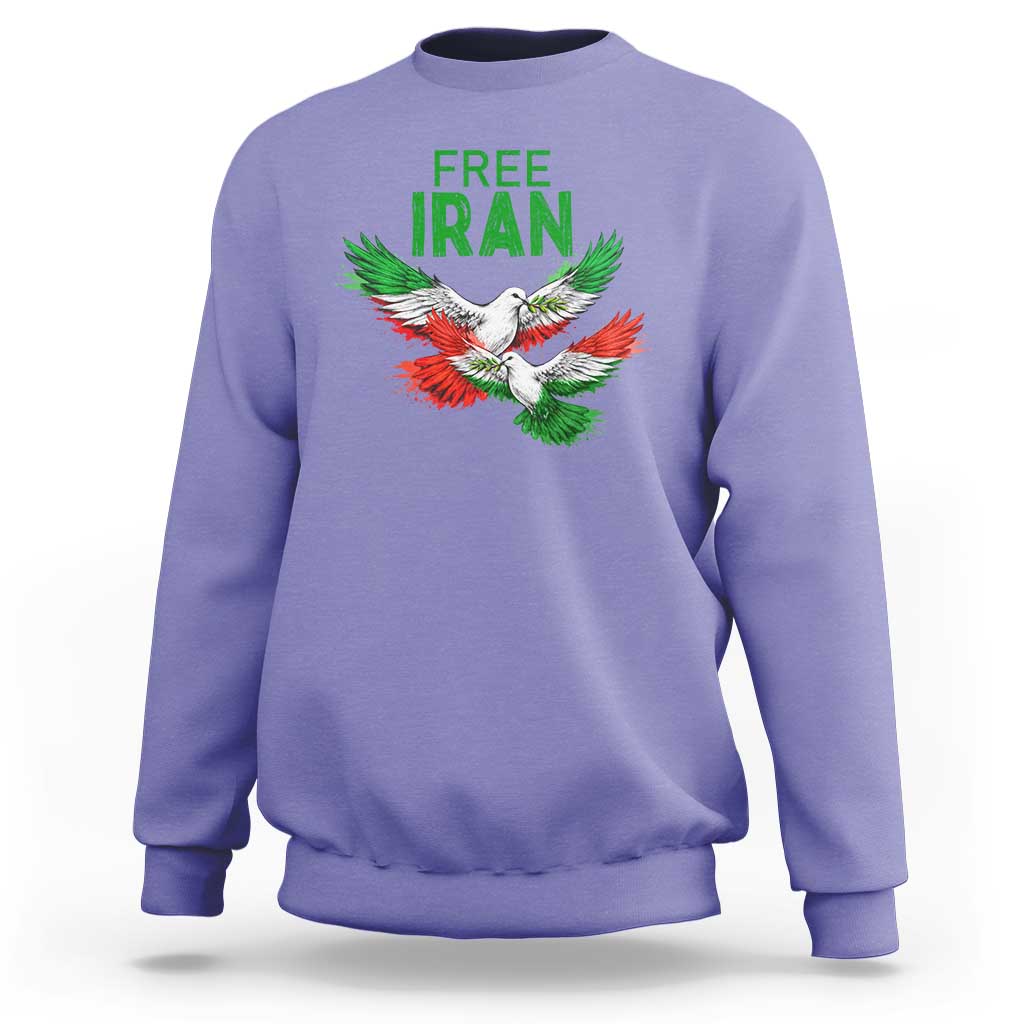 Iranian Flag Peace Doves Sweatshirt Free Iran Freedom Statement Gift