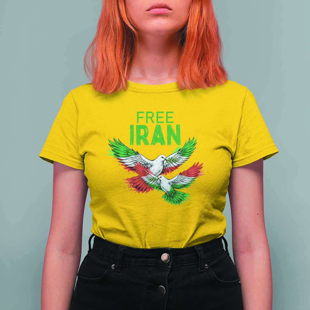 Iranian Flag Peace Doves T Shirt For Women Free Iran Freedom Statement Gift