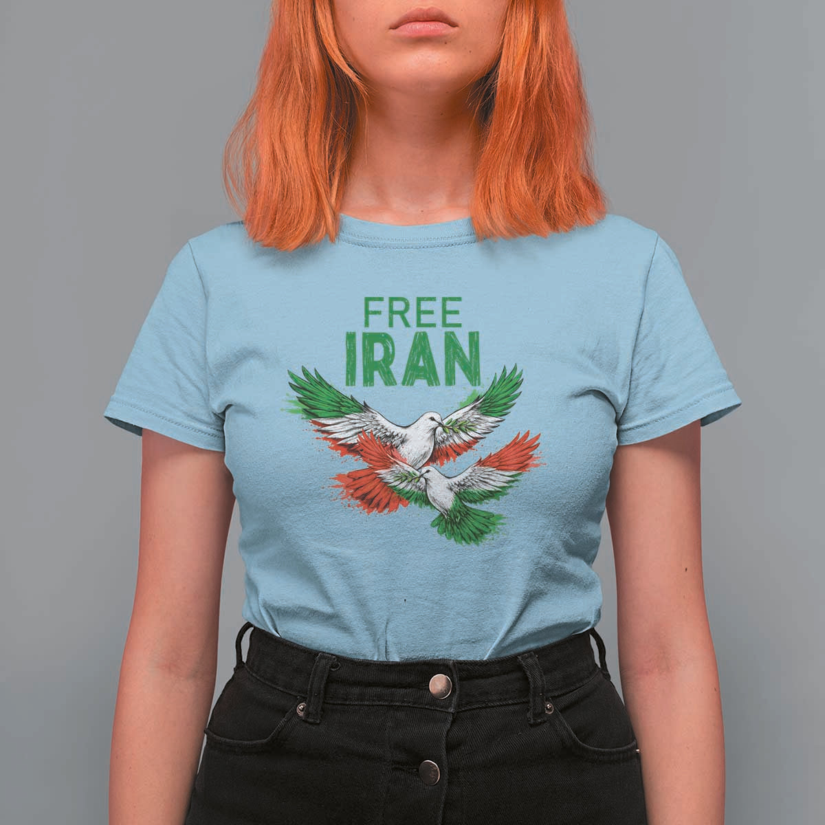 Iranian Flag Peace Doves T Shirt For Women Free Iran Freedom Statement Gift