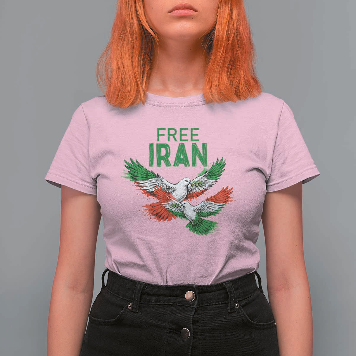 Iranian Flag Peace Doves T Shirt For Women Free Iran Freedom Statement Gift