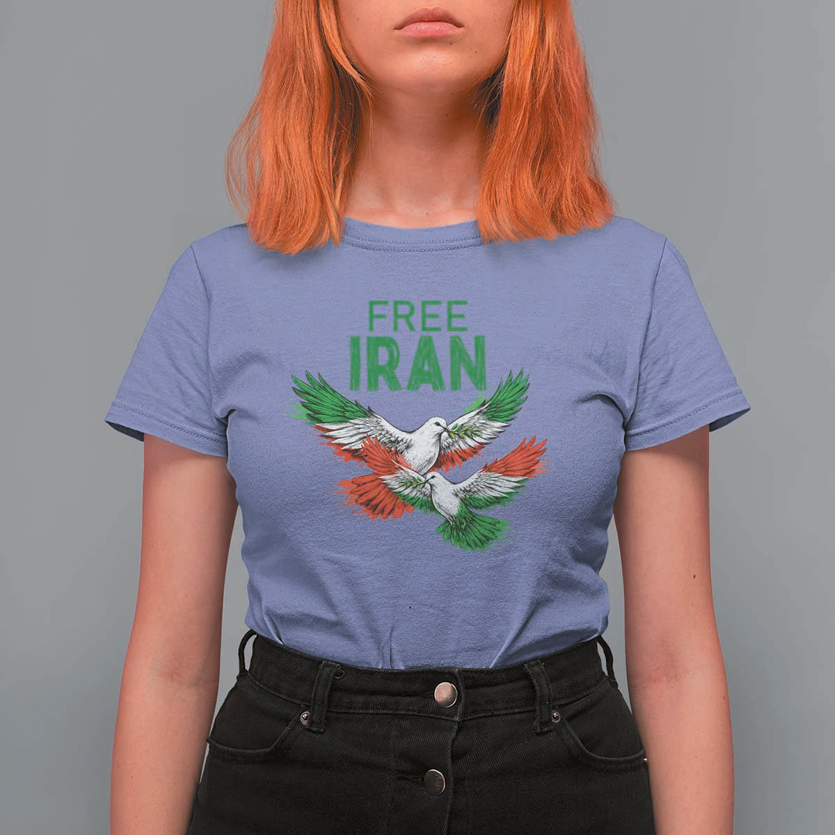 Iranian Flag Peace Doves T Shirt For Women Free Iran Freedom Statement Gift