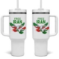 Iranian Flag Peace Doves Tumbler With Handle Free Iran Freedom Statement Gift
