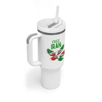 Iranian Flag Peace Doves Tumbler With Handle Free Iran Freedom Statement Gift