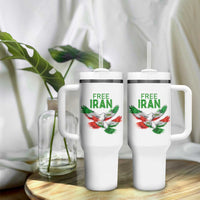 Iranian Flag Peace Doves Tumbler With Handle Free Iran Freedom Statement Gift