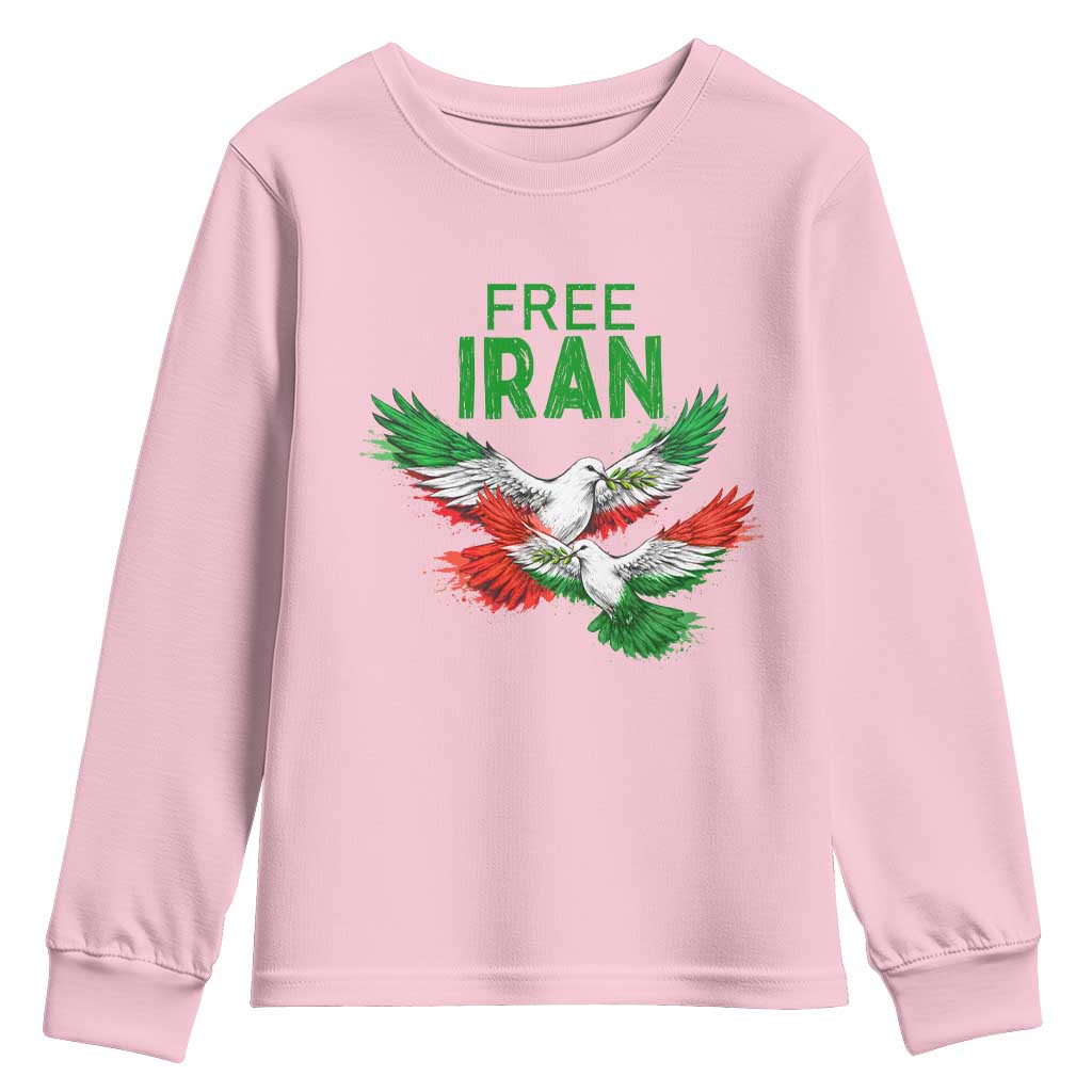 Iranian Flag Peace Doves Youth Sweatshirt Free Iran Freedom Statement Gift