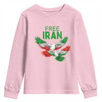 Iranian Flag Peace Doves Youth Sweatshirt Free Iran Freedom Statement Gift