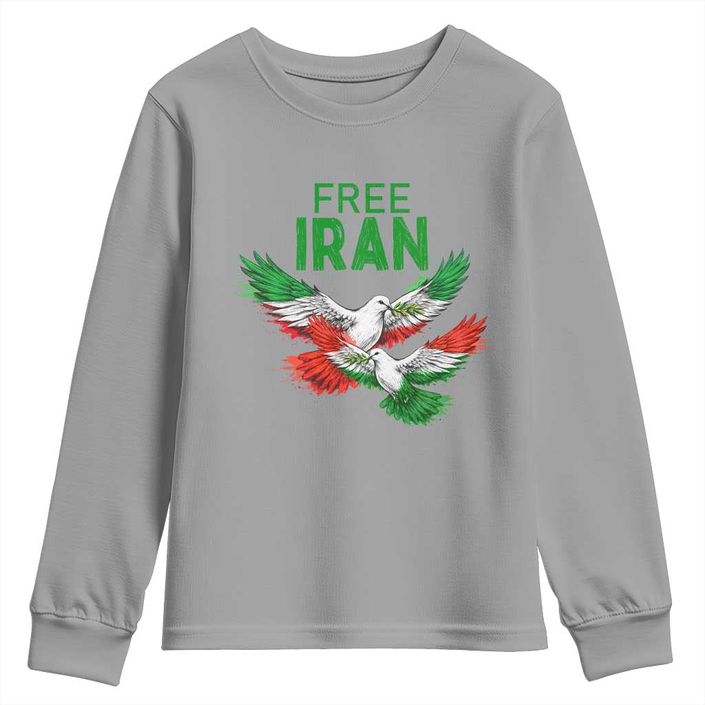 Iranian Flag Peace Doves Youth Sweatshirt Free Iran Freedom Statement Gift