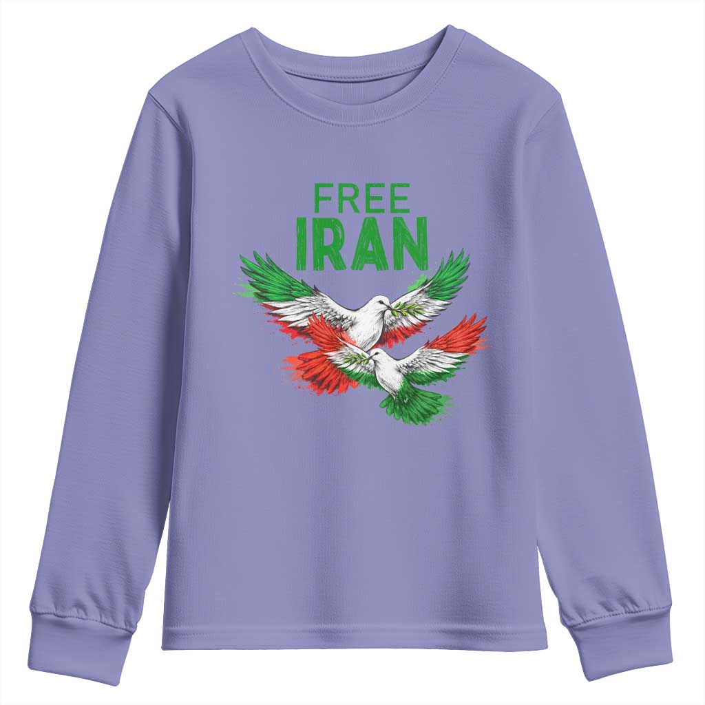 Iranian Flag Peace Doves Youth Sweatshirt Free Iran Freedom Statement Gift