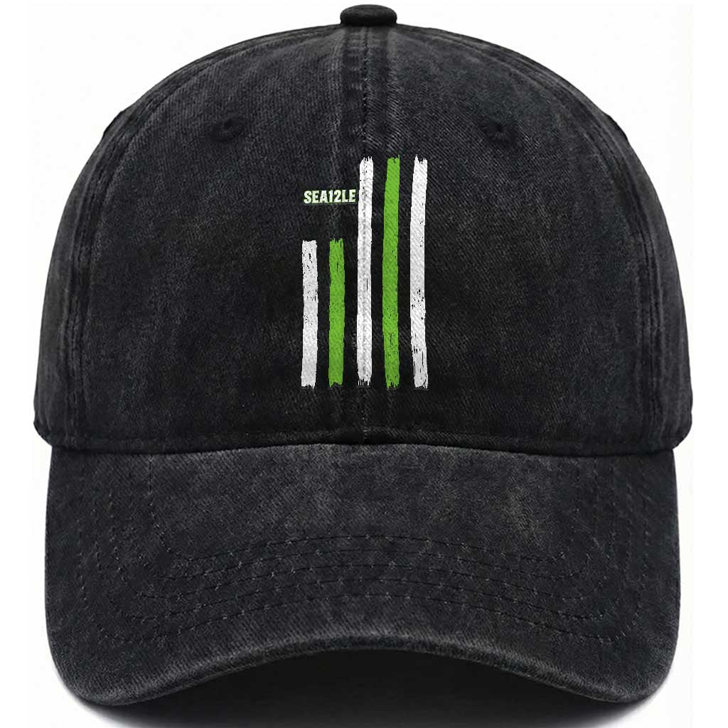 SEA12LE Champion Football Fan Gift Washed Cotton Baseball Cap Blue Green Pride