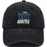 Seattle Fan Pride Victory Celebration Washed Cotton Baseball Cap Gift For Sports Lovers