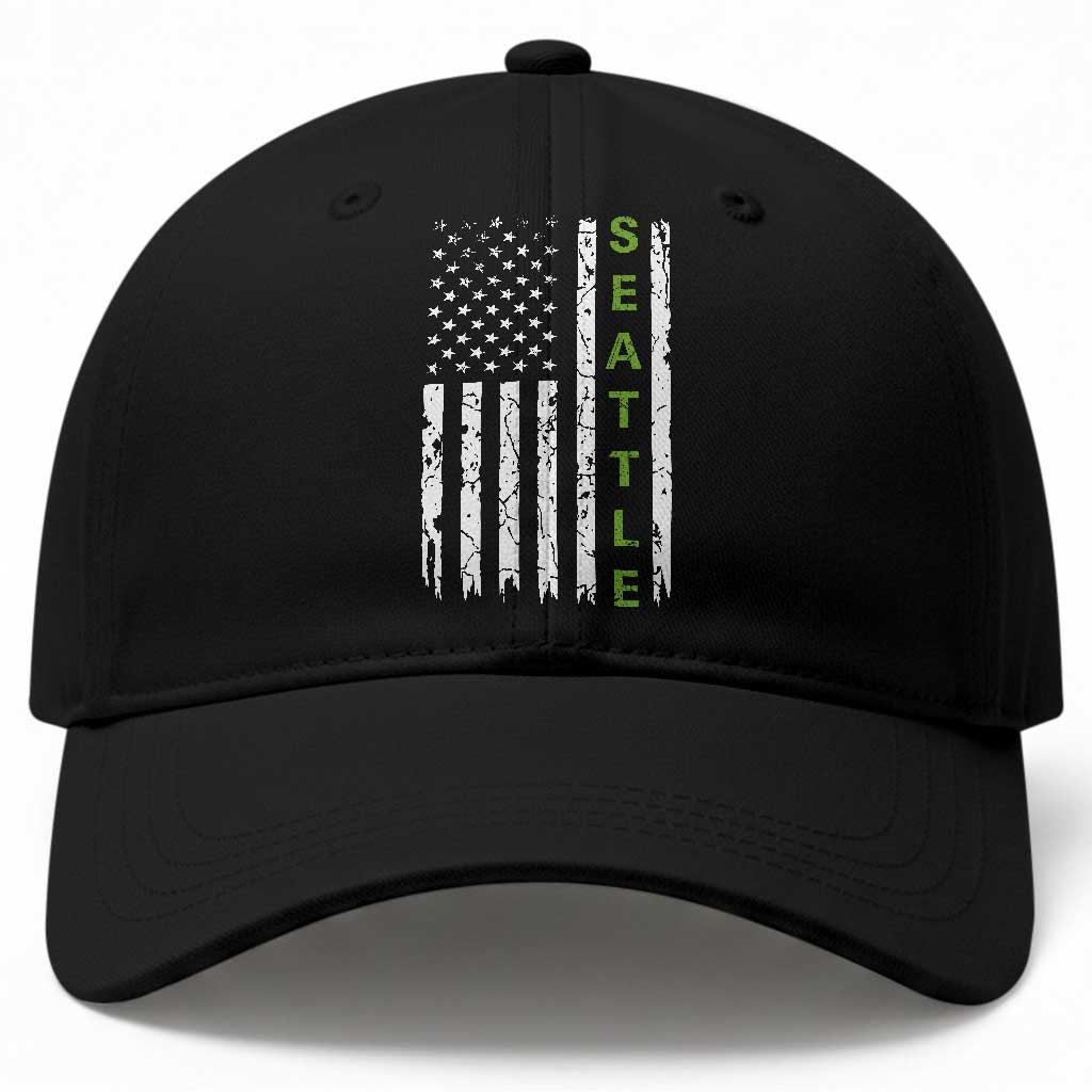 Seattle With American Flag Fan Pride Baseball Cap Gift For Sports Lovers