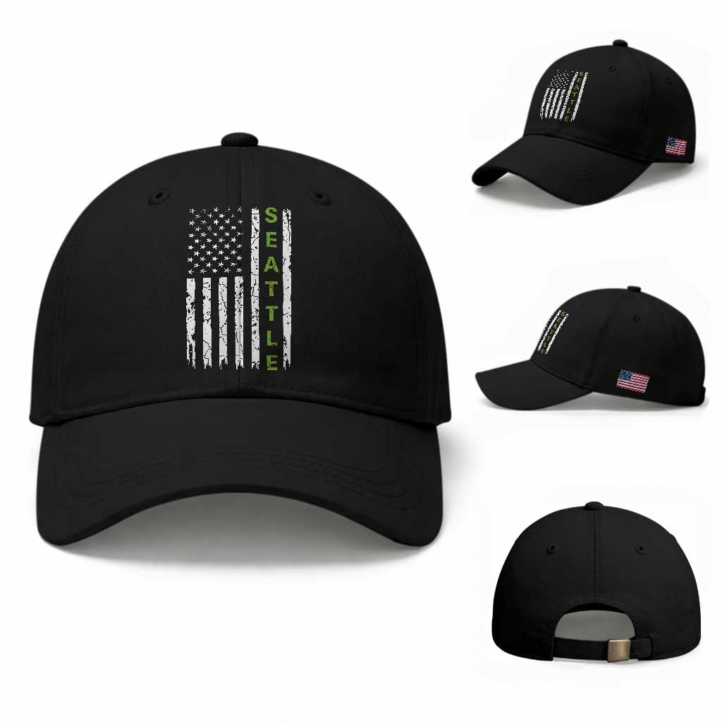 Seattle With American Flag Fan Pride Baseball Cap Gift For Sports Lovers