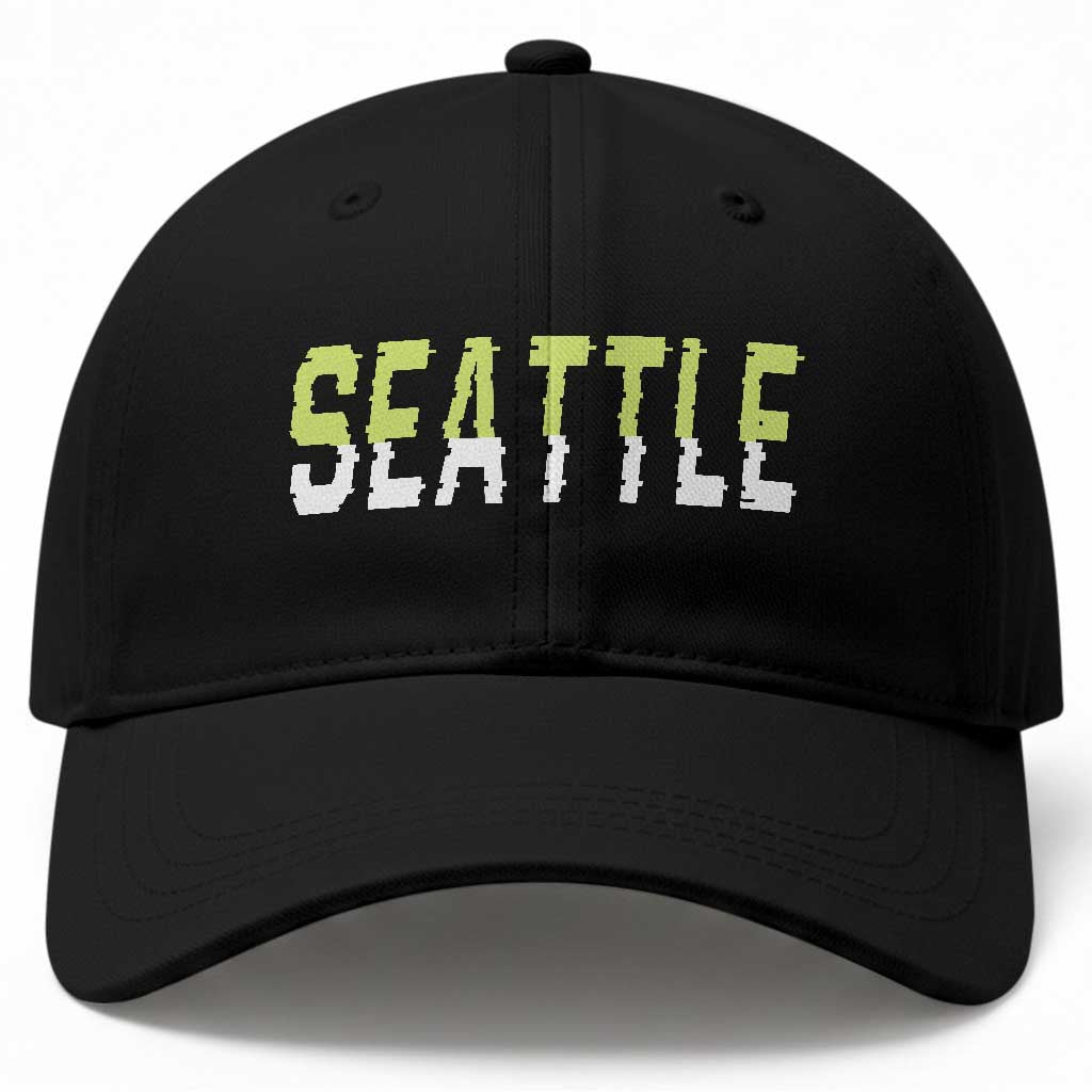 Seattle Retro Glitch Fan Gift Baseball Cap Proud Northwest 12s Fan