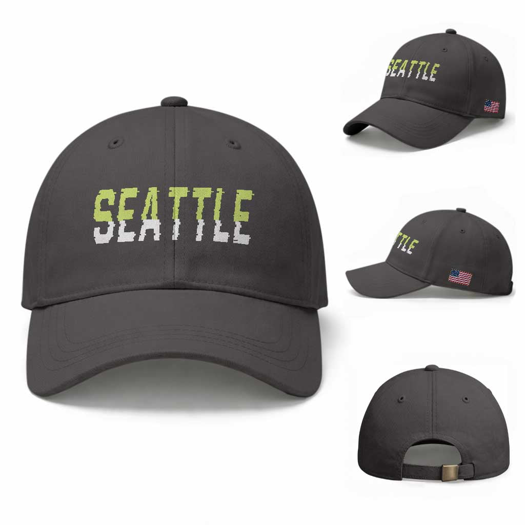 Seattle Retro Glitch Fan Gift Baseball Cap Proud Northwest 12s Fan