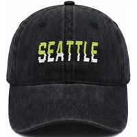 Seattle Retro Glitch Fan Gift Washed Cotton Baseball Cap Proud Northwest 12s Fan