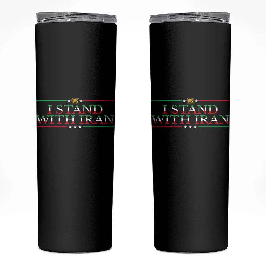 I Stand With Iran Skinny Tumbler Freedom For Iran 2026 Resistance Movement