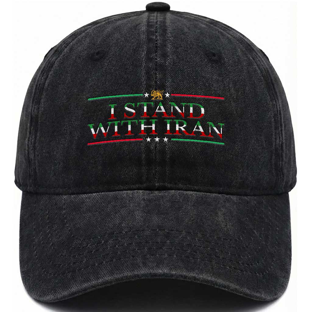 I Stand With Iran Washed Cotton Baseball Cap Freedom For Iran 2026 Resistance Movement