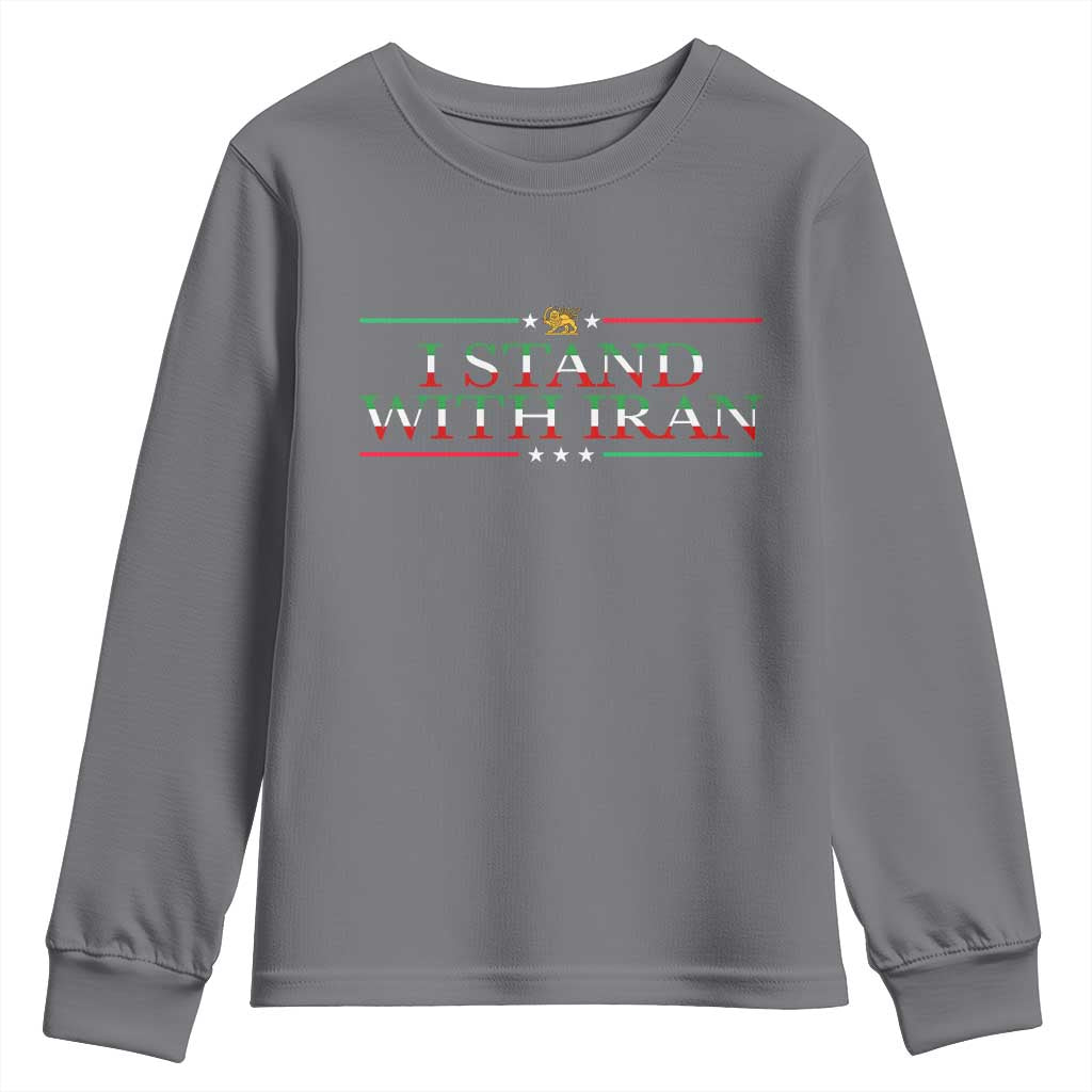 I Stand With Iran Youth Sweatshirt Freedom For Iran 2026 Resistance Movement