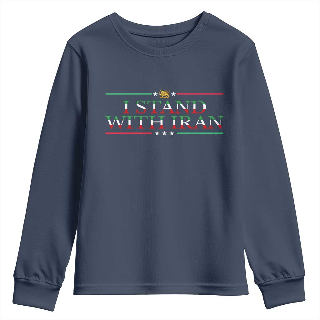 I Stand With Iran Youth Sweatshirt Freedom For Iran 2026 Resistance Movement