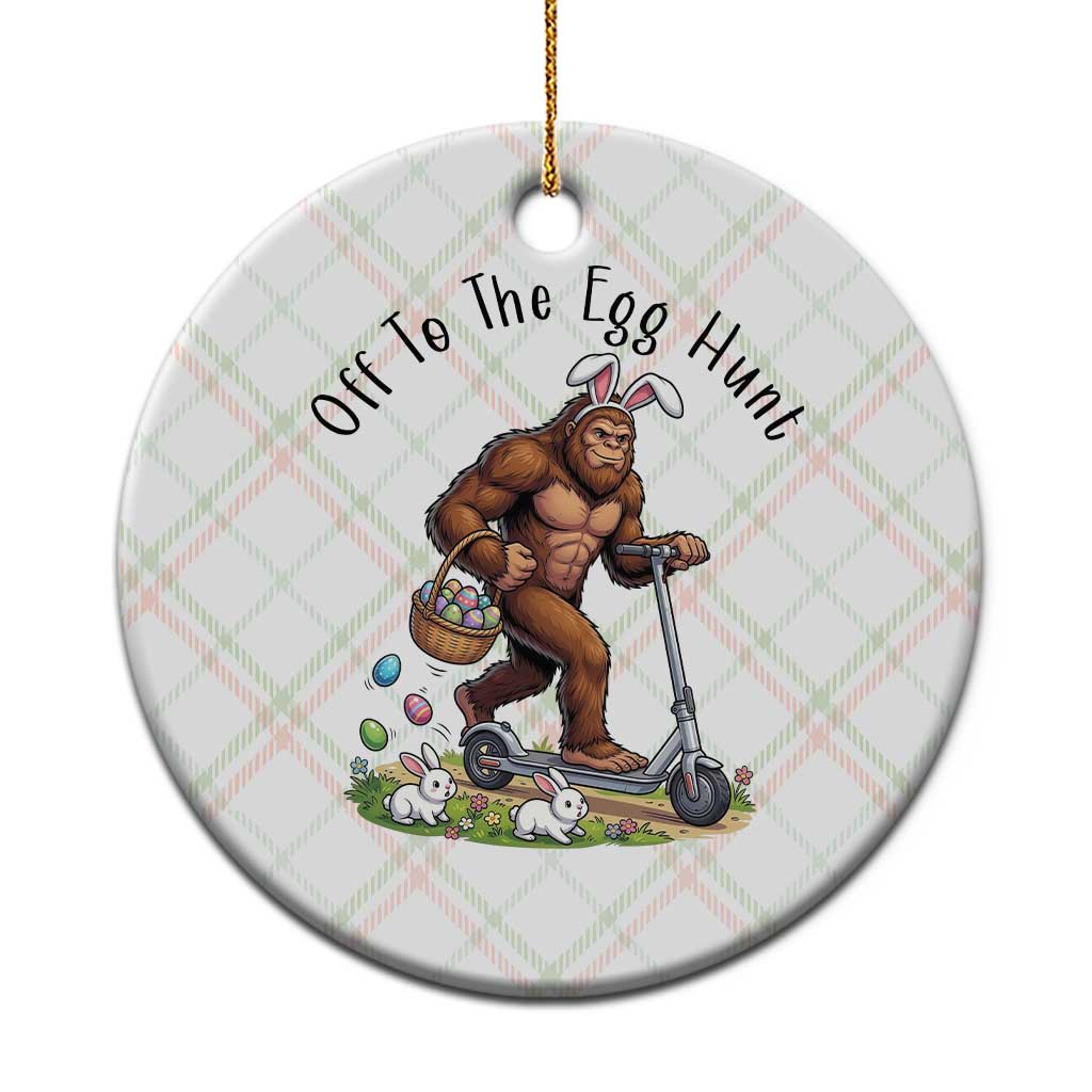 Funny Easter Bigfoot Ceramic Ornament Off To The Egg Hunt