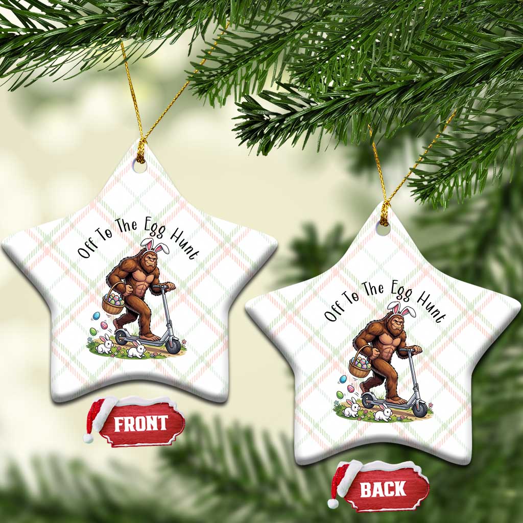 Funny Easter Bigfoot Ceramic Ornament Off To The Egg Hunt