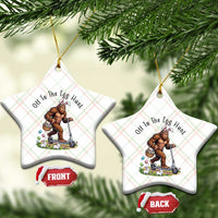 Funny Easter Bigfoot Ceramic Ornament Off To The Egg Hunt