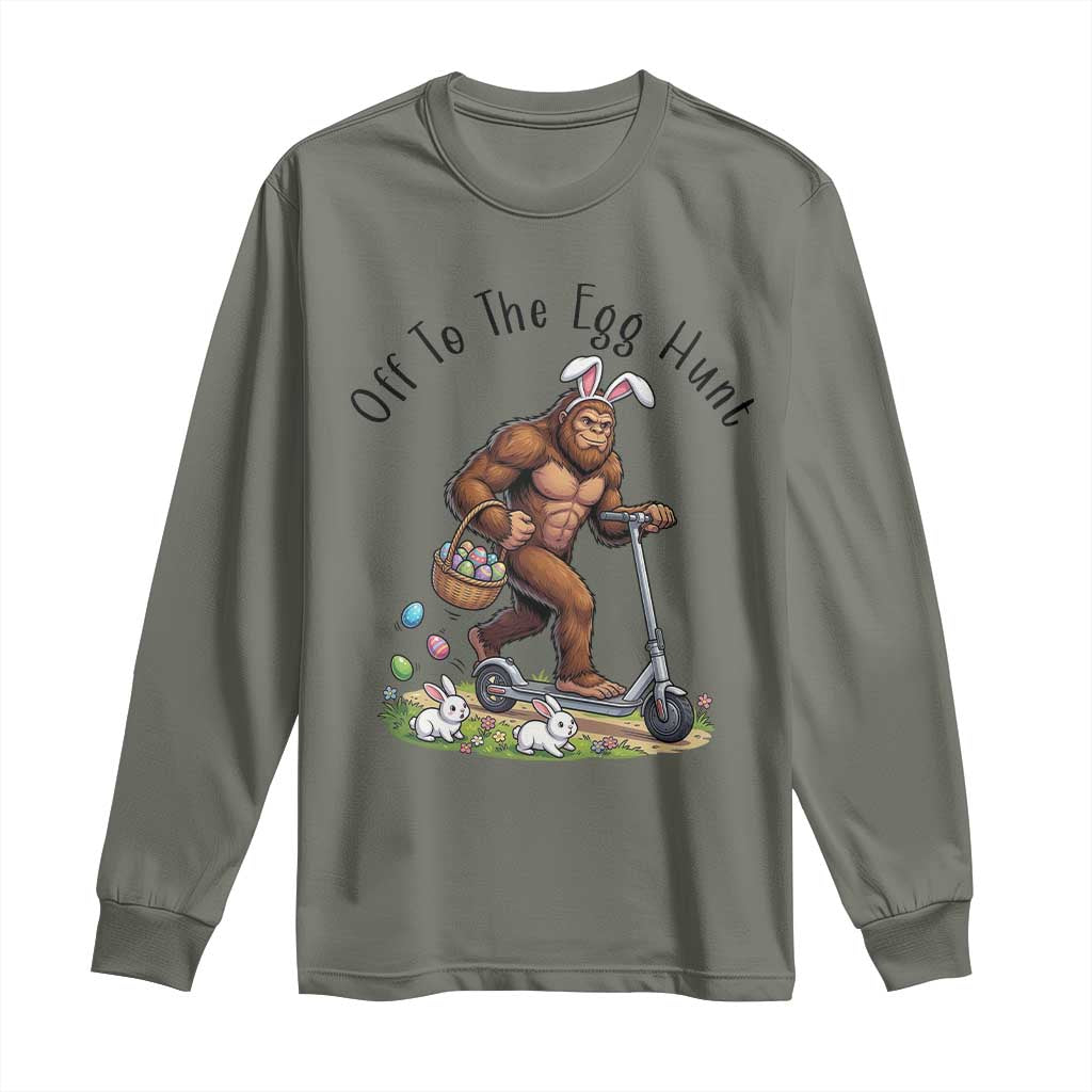 Funny Easter Bigfoot Long Sleeve Shirt Off To The Egg Hunt