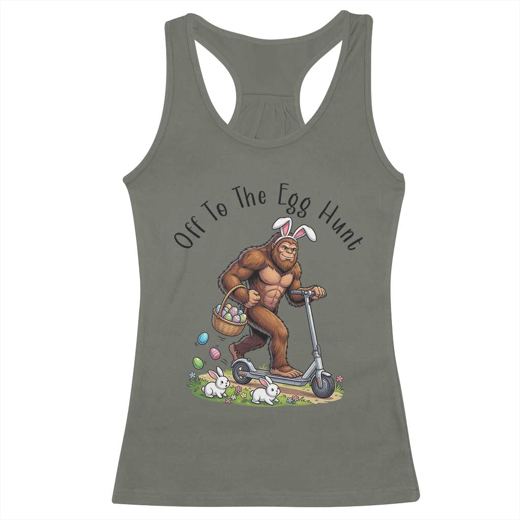 Funny Easter Bigfoot Racerback Tank Top Off To The Egg Hunt