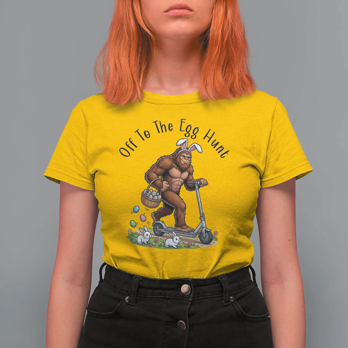 Funny Easter Bigfoot T Shirt For Women Off To The Egg Hunt