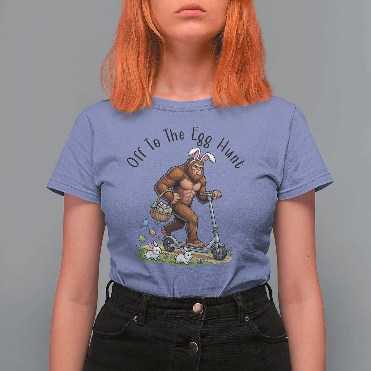 Funny Easter Bigfoot T Shirt For Women Off To The Egg Hunt