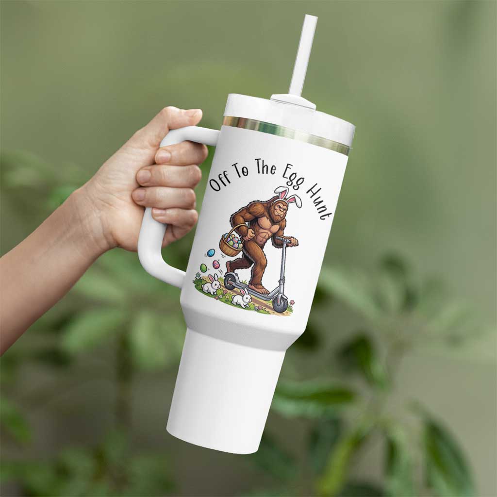 Funny Easter Bigfoot Tumbler With Handle Off To The Egg Hunt