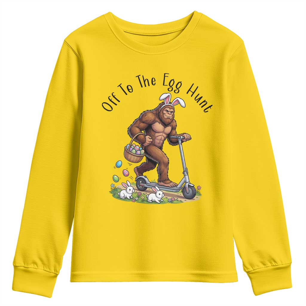 Funny Easter Bigfoot Youth Sweatshirt Off To The Egg Hunt