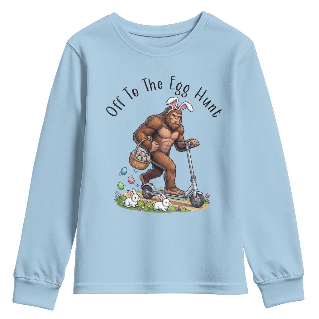 Funny Easter Bigfoot Youth Sweatshirt Off To The Egg Hunt