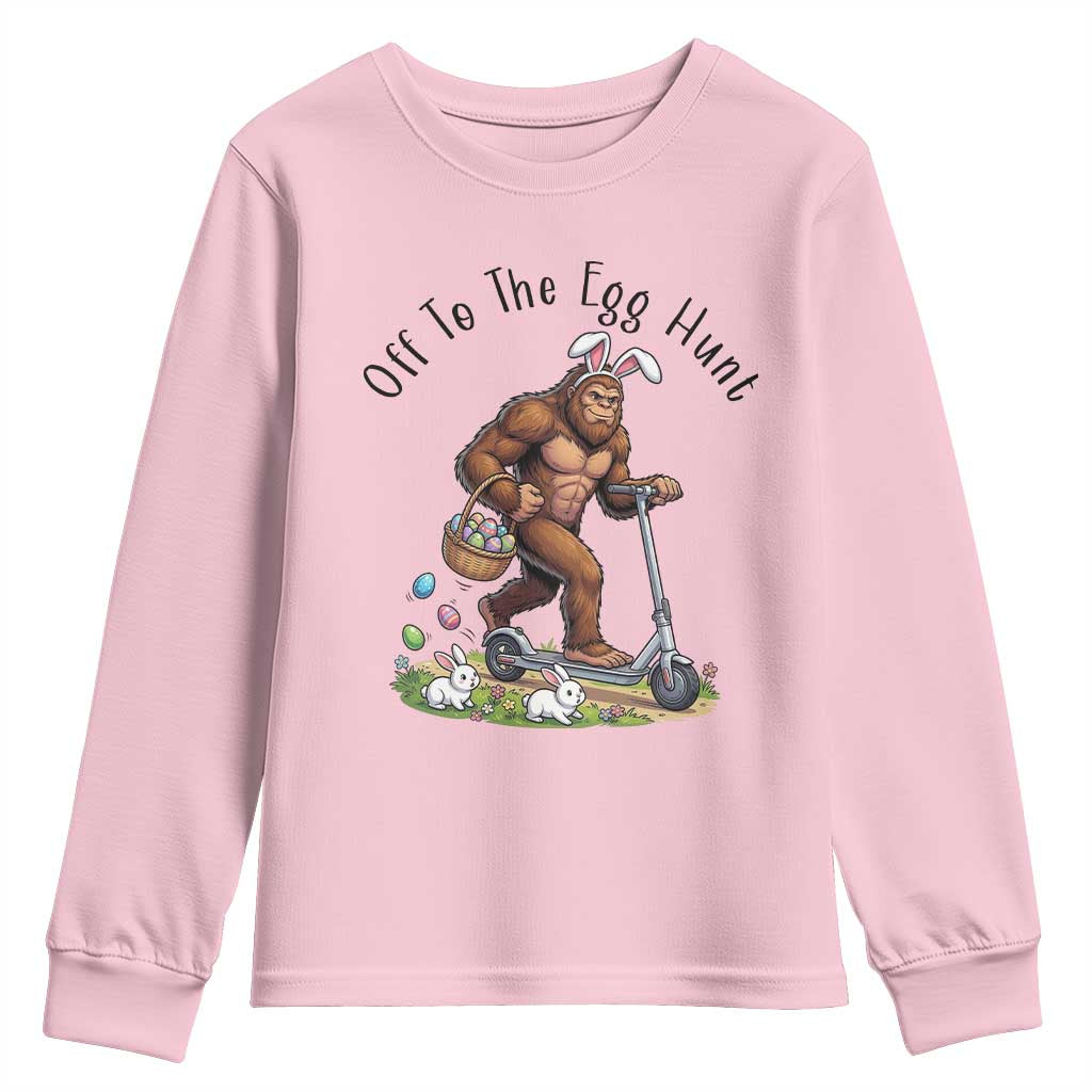 Funny Easter Bigfoot Youth Sweatshirt Off To The Egg Hunt